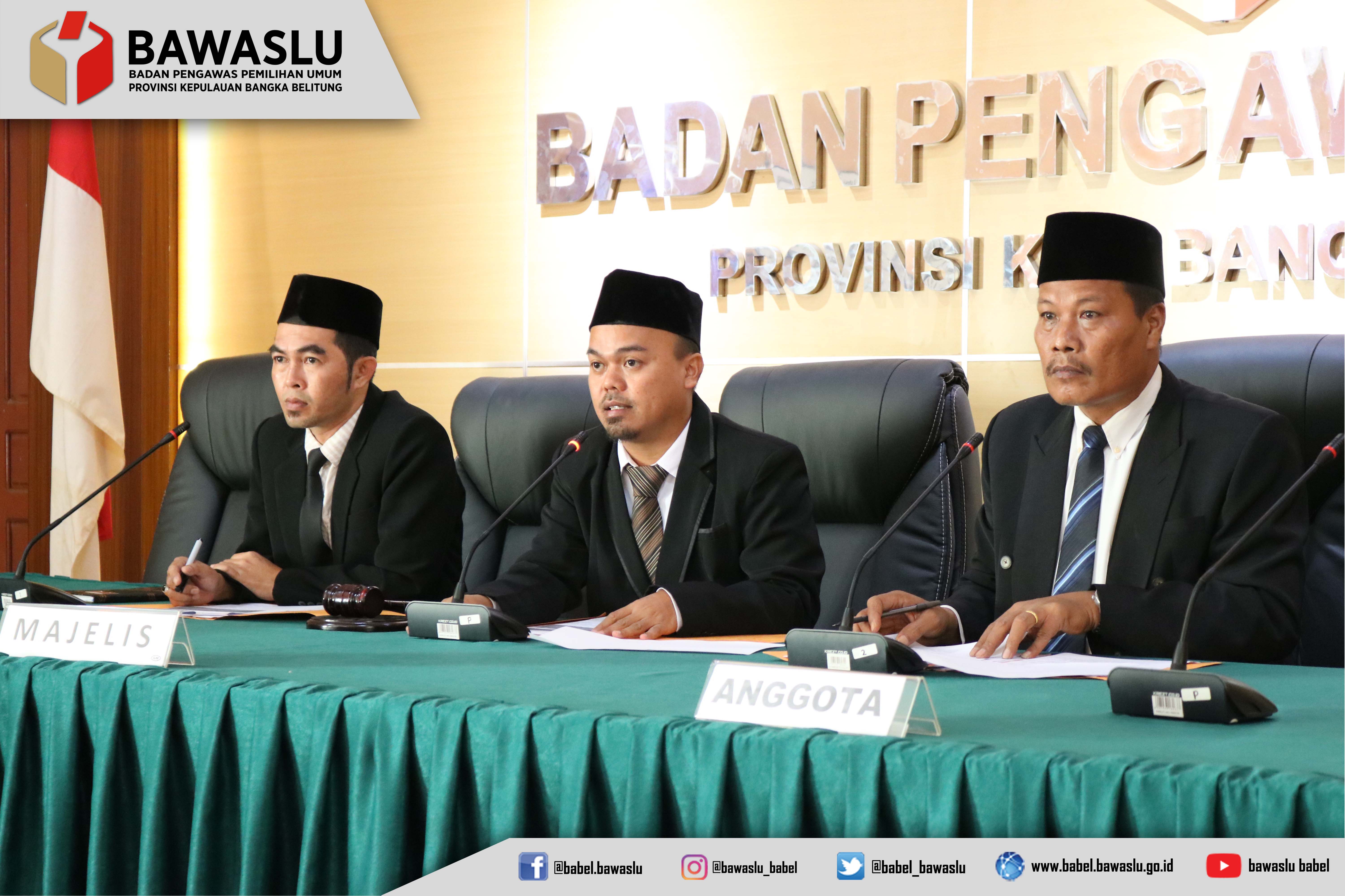 DUGAAN PELANGGARAN KAMPANYE CALON LEGISLATIF, BAWASLU BABEL GELAR SIDANG PEMERIKSAAN PENDAHULUAN