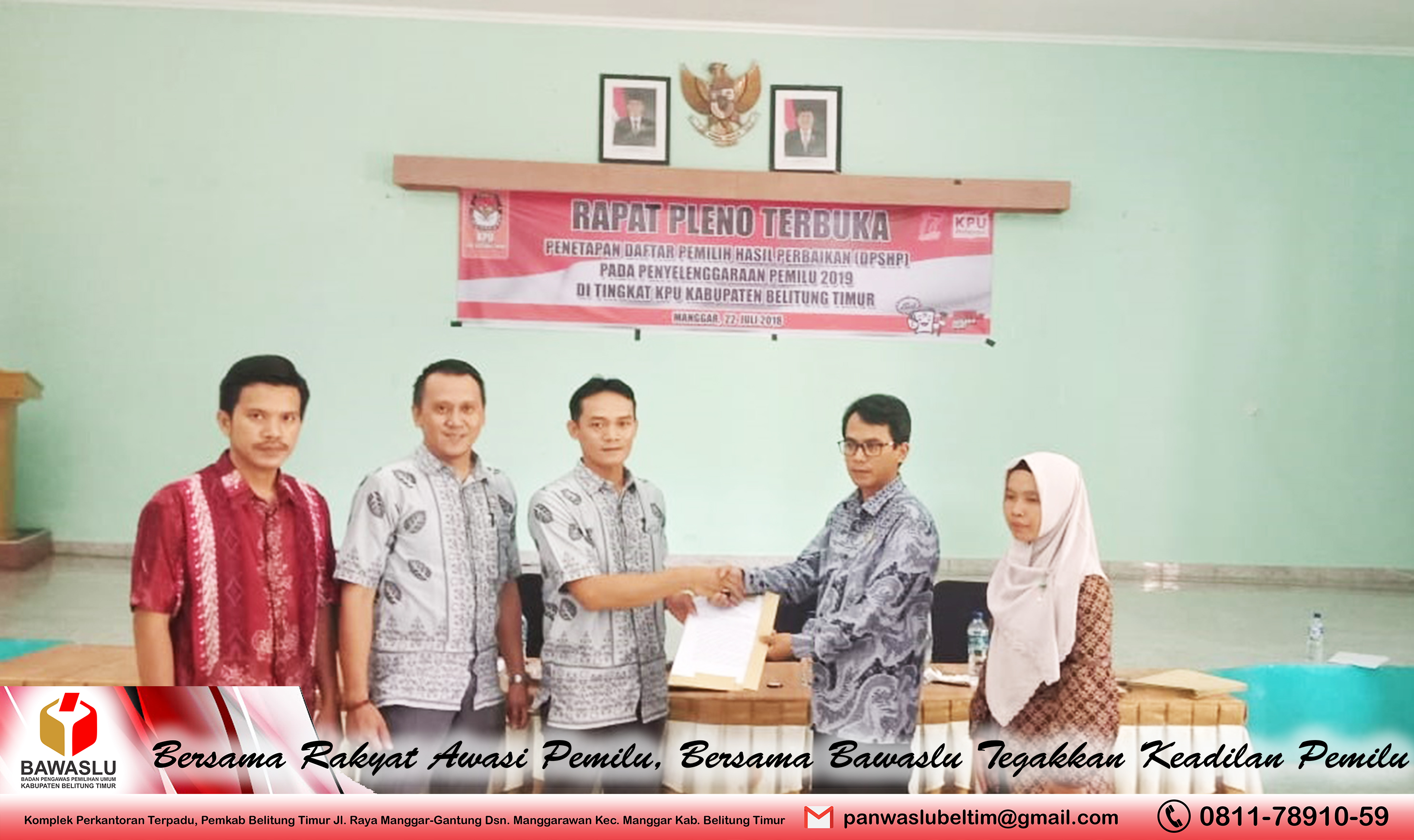 PENGAWASAN RAPAT PLENO TERBUKA PENETAPAN DAFTAR PEMILIH SEMENTARA HASIL PERBAIKAN (DPSHP) TINGKAT KPU KABUPATEN BELITUNG TIMUR