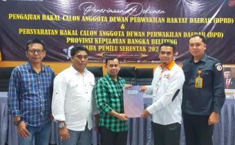 Sempat Dikembalikan, Hasil Pengawasan Bawaslu Babel Terhadap Verifikasi Syarat Bakal Calon Anggota DPRD Babel Aksan Visyawan Diterima