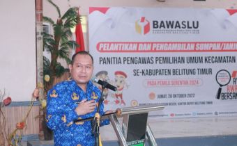 21 Anggota Panwaslu Kecamatan Kabupaten Belitung Timur Resmi dilantik