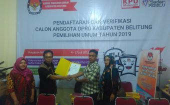 PANWASLU KABUPATEN BELITUNG DAMPINGI PENYERAHAN DOKUMEN PERBAIKAN BAKAL CALON ANGGOTA DPRD KAB. BELITUNG PADA PEMILU 2019